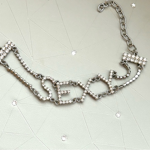 ✨ Stunning Edgy Silver, Rhinestone and Crystal “Sexy” Bracelet - Picture 1 of 16